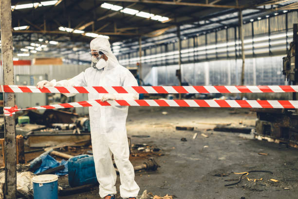 Professional Sewage Cleanup technician working in Parker, FL